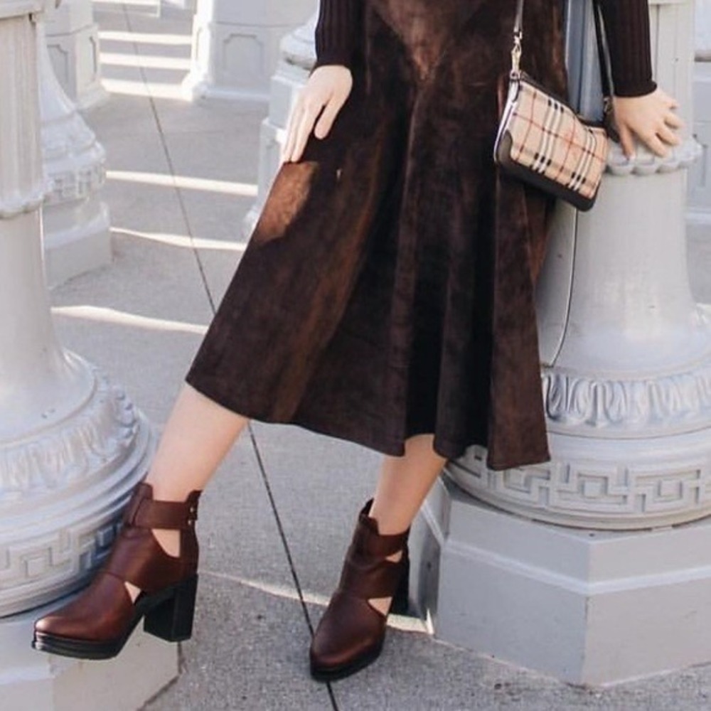Sorel Margo Womens Cut-Out Block Heel Ankle Booties Leather Brown Size 7